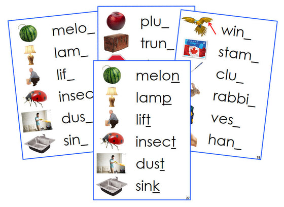 Montessori Blue Ending Sound Cards (photos) - Montessori Print Shop Digital Download language program