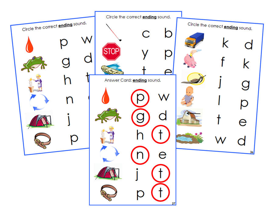 Montessori Blue Ending Sound Choice Cards - Montessori language cards - Montessori Print Shop