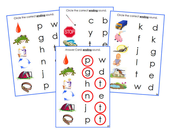 Montessori Blue Ending Sound Choice Cards - Montessori language cards - Montessori Print Shop