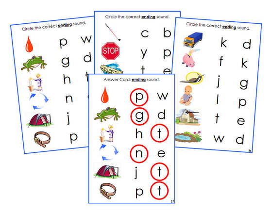 Montessori Blue Ending Sound Choice Cards - Montessori language cards - Montessori Print Shop Digital Download