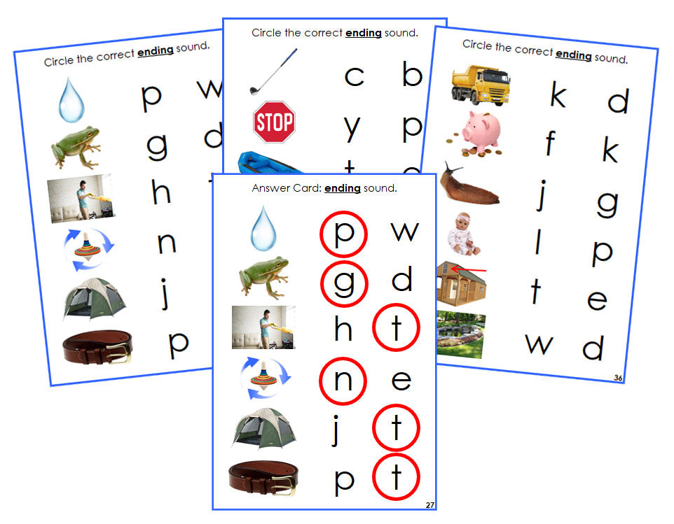 Montessori Blue Language Series Bundle (photos) - Phonetic Ending Sound Choice Cards - Montessori Print Shop phonics language program