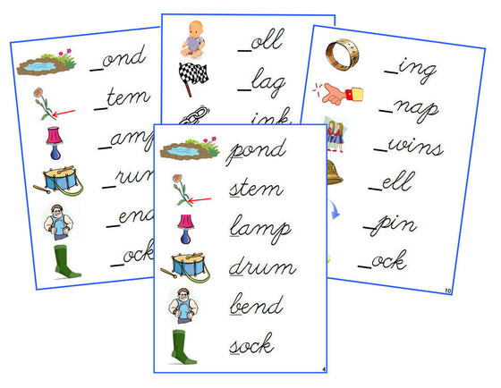 Montessori Blue Initial Sound Cards - CURSIVE - Montessori Print Shop Digital Download phonics lesson
