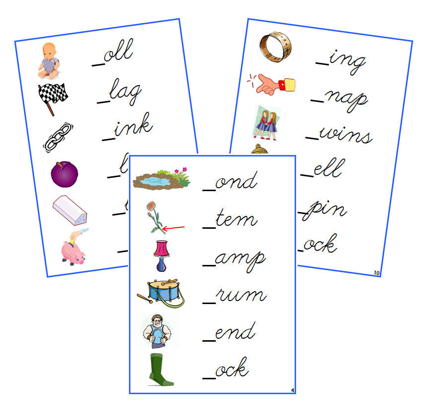 Blue Initial Sound Cards - CURSIVE - Montessori Print Shop Digital Download phonics lesson