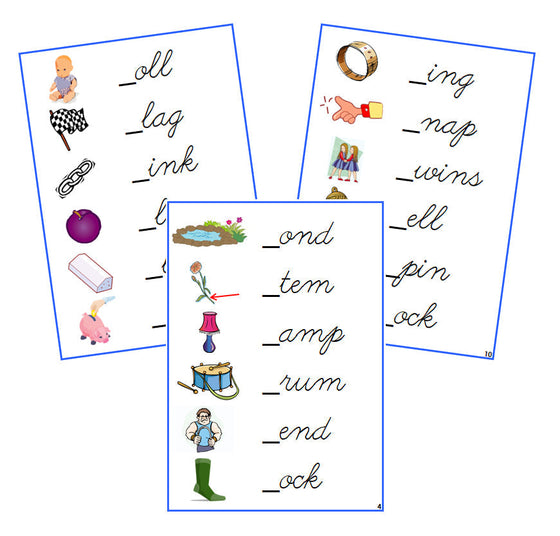 Blue Initial Sound Cards - CURSIVE - Montessori Print Shop Digital Download phonics lesson