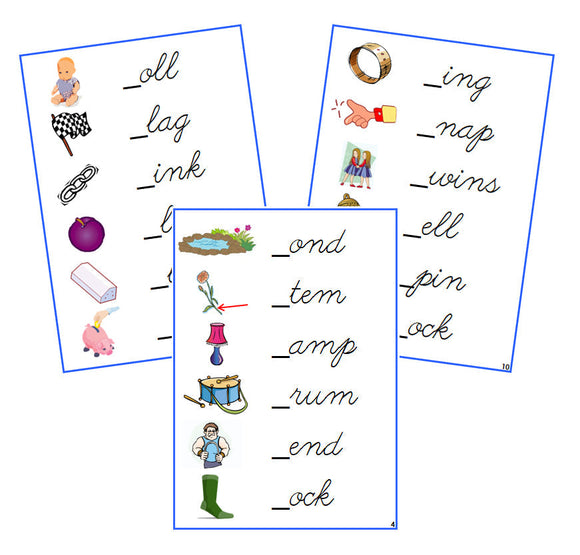 Blue Initial Sound Cards - CURSIVE - Montessori Print Shop Digital Download phonics lesson