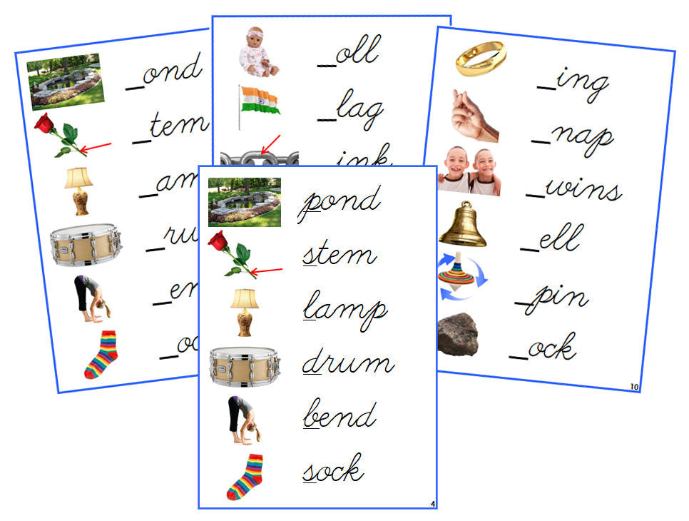 Montessori Blue Language Series Bundle (photos) - CURSIVE - Phonetic Initial Sound Cards - Montessori Print Shop Phonics Program