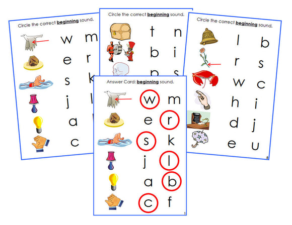 Montessori Blue Initial Sound Choice Cards - Montessori language cards - Montessori Print Shop Digital Download