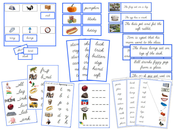 Blue Language Series Bundle (photos) - CURSIVE - Montessori Print Shop Phonics Program