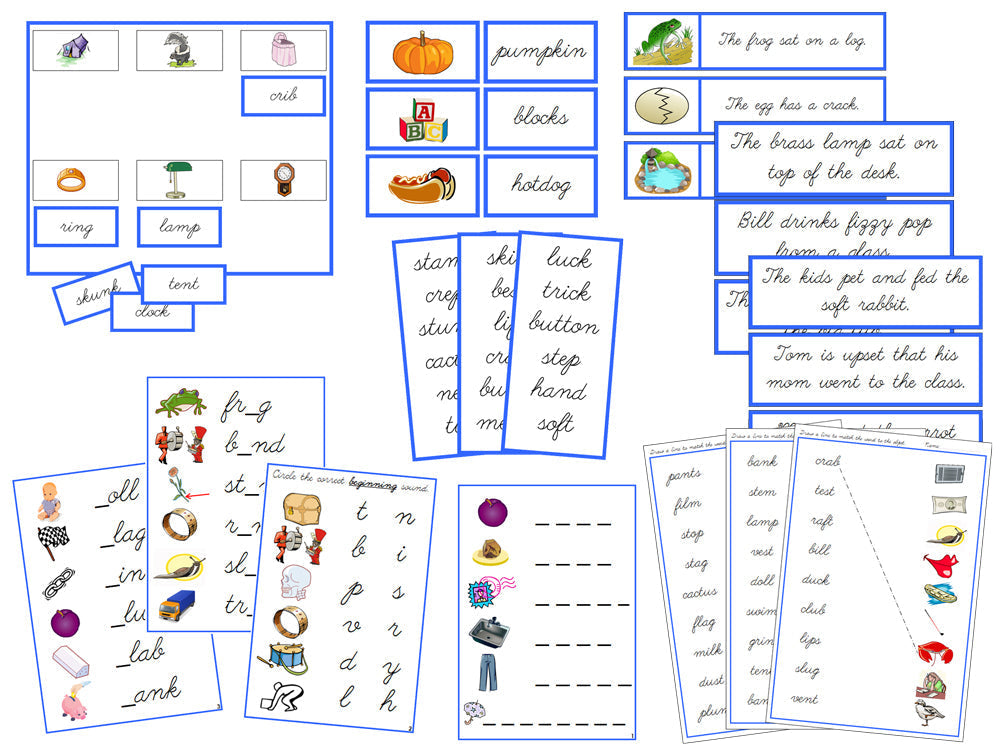 Montessori Blue Language Series Bundle - CURSIVE - Montessori Print Shop Digital Download Phonics Program