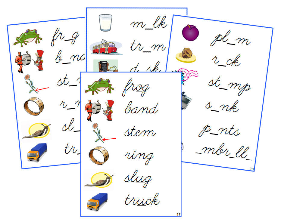 Montessori Blue Language Series Bundle - CURSIVE - Phonetic Vowel Sound Cards - Montessori Print Shop Phonics Program