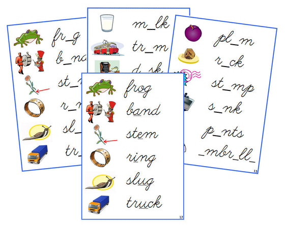 Montessori Blue Language Series Bundle - CURSIVE - Phonetic Vowel Sound Cards - Montessori Print Shop Digital Download Phonics Program
