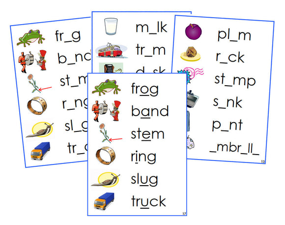 Montessori Blue Vowel Sound Cards - Montessori language cards - Montessori Print Shop