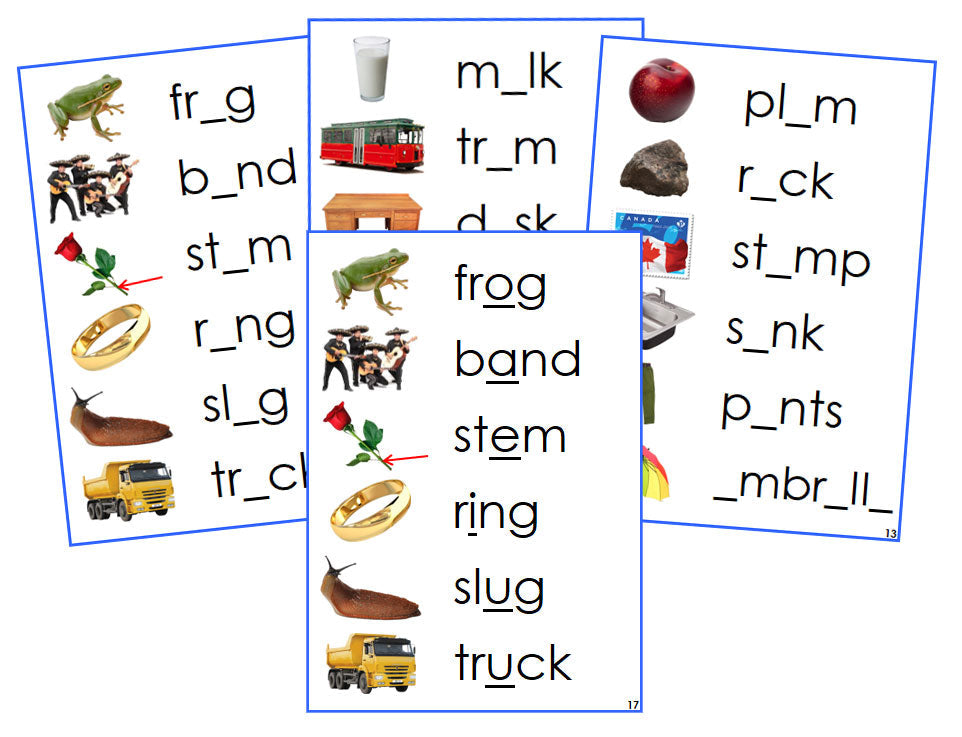 Montessori Blue Vowel Sound Cards (photos) - Montessori Print Shop Digital Download phonetic language program