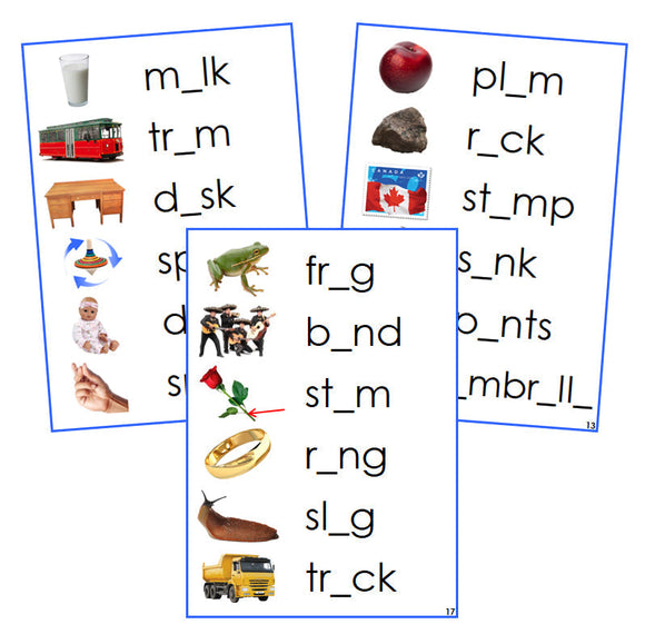 Blue Vowel Sound Cards (photos) - Montessori Print Shop phonetic language program