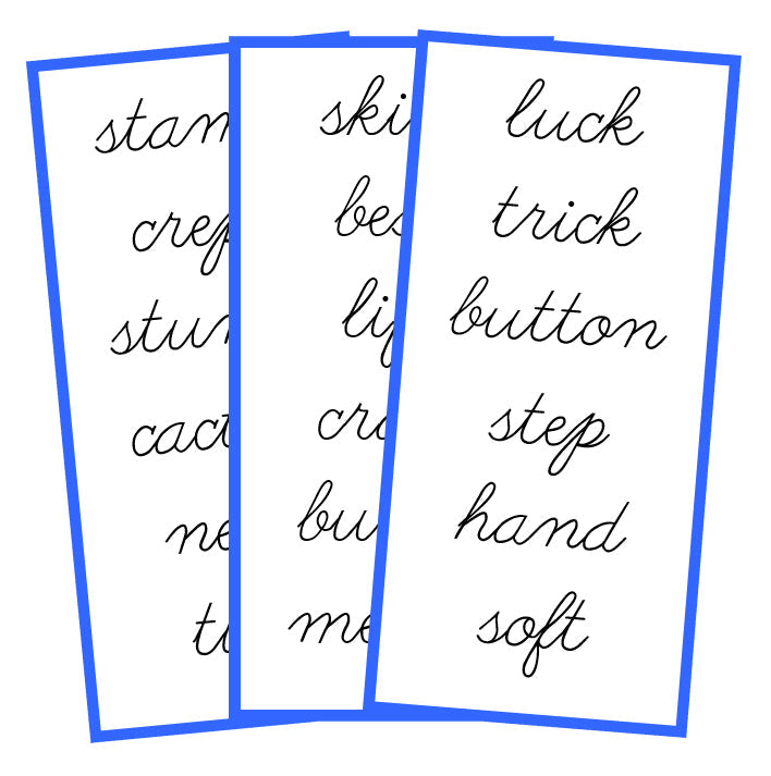 Montessori Blue Language Series Bundle (photos) - CURSIVE - Phonetic Word Lists - Montessori Print Shop Phonics Program