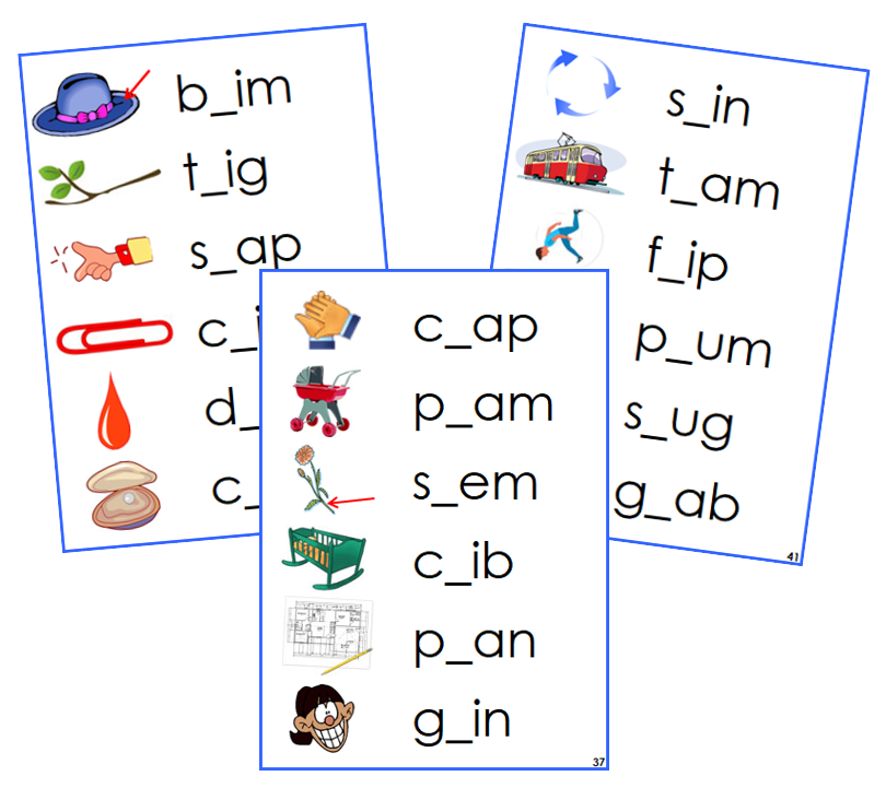 Blue CCVC Missing Consonant Cards - Montessori Print Shop