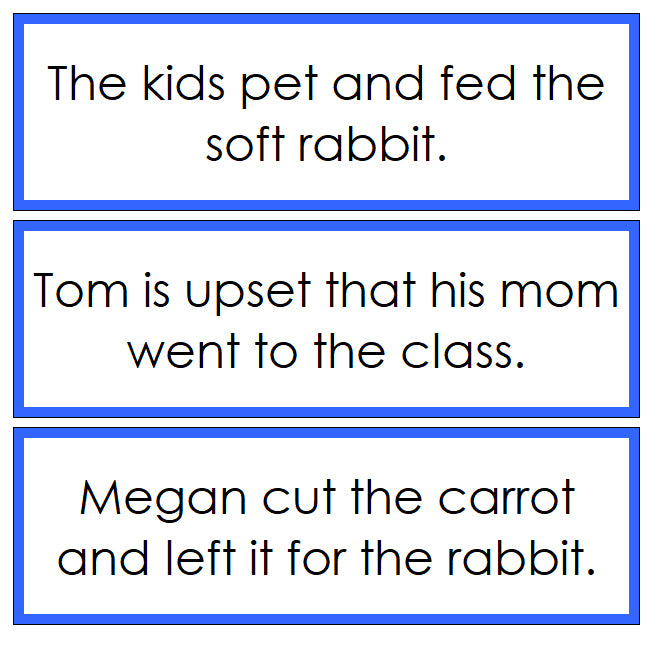 Blue Sentence Cards Set 3 - Montessori Print Shop Digital Download language cards