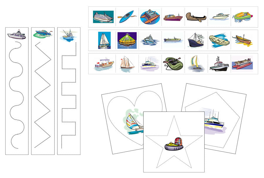 Boats Cutting Work - Preschool Activity - Montessori Print Shop Digital Download