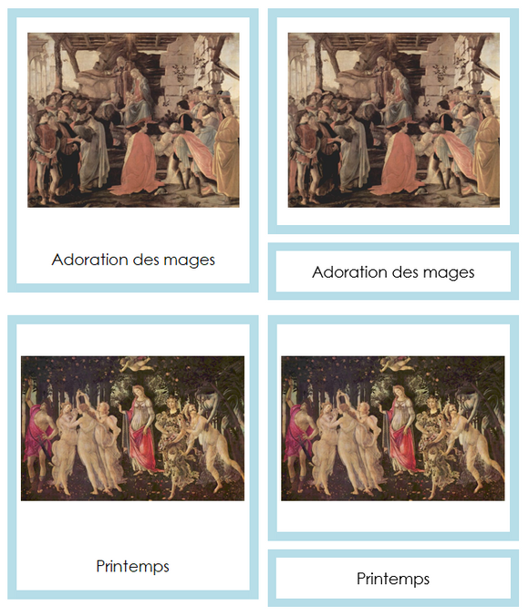 French - Sandro Botticelli Art Cards (borders) - Montessori Print Shop