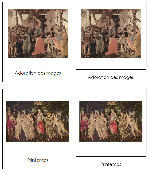 French - Sandro Botticelli Art Cards - Montessori Print Shop Digital Download