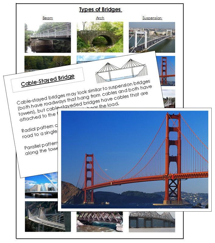 Types of Bridges Chart and Cards - Montessori Print Shop Digital Download