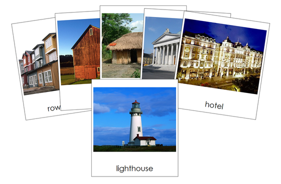 Types of Buildings 3-Part Cards - Montessori Print Shop Digital Download