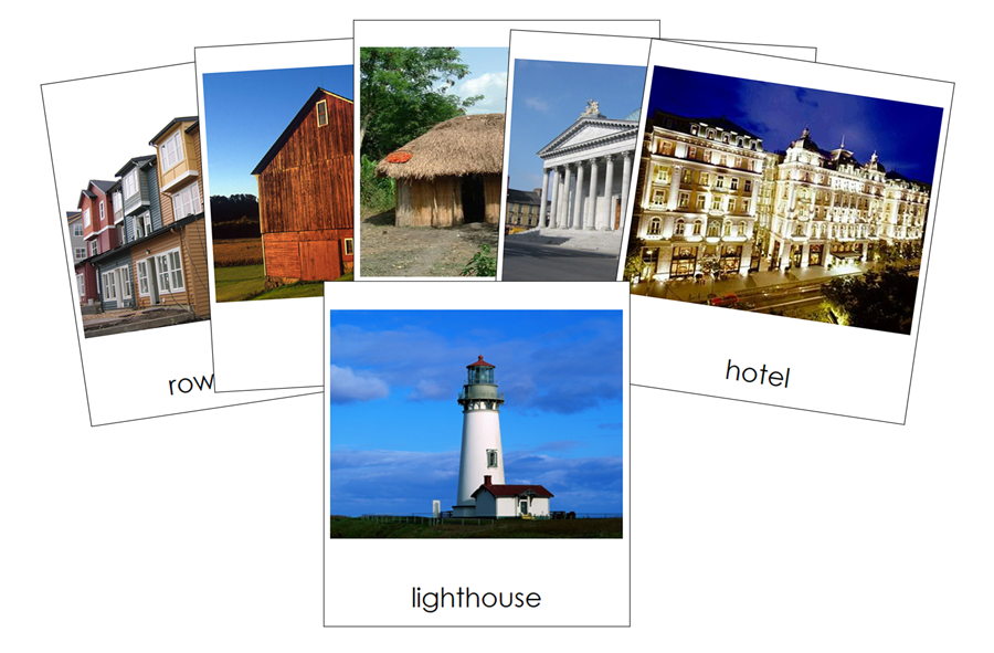 Types of Buildings 3-Part Cards - Montessori Print Shop Digital Download