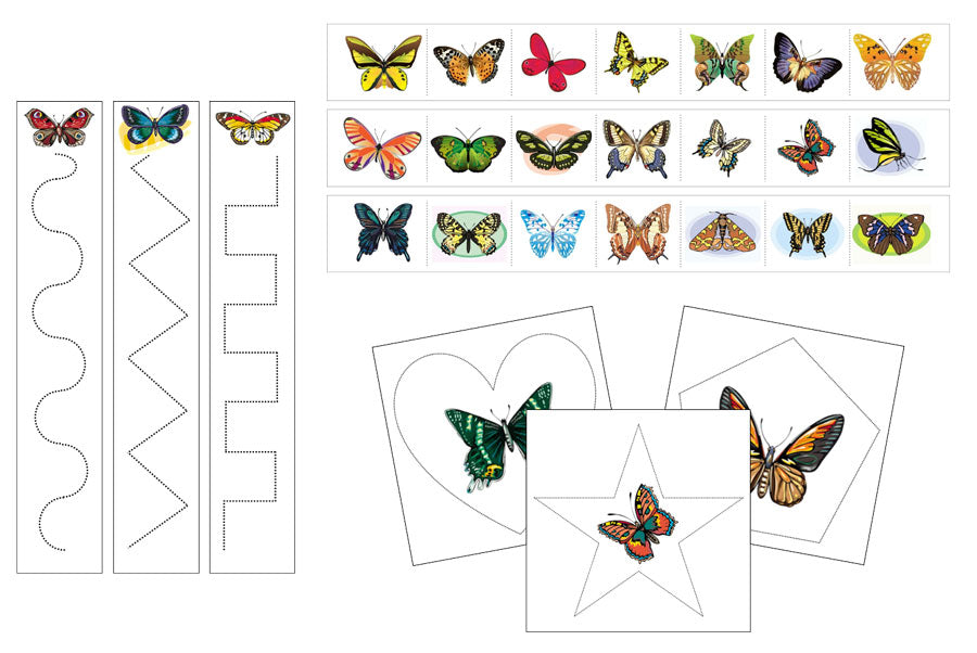 Butterflies Cutting Work - Preschool Activity - Montessori Print Shop Digital Download