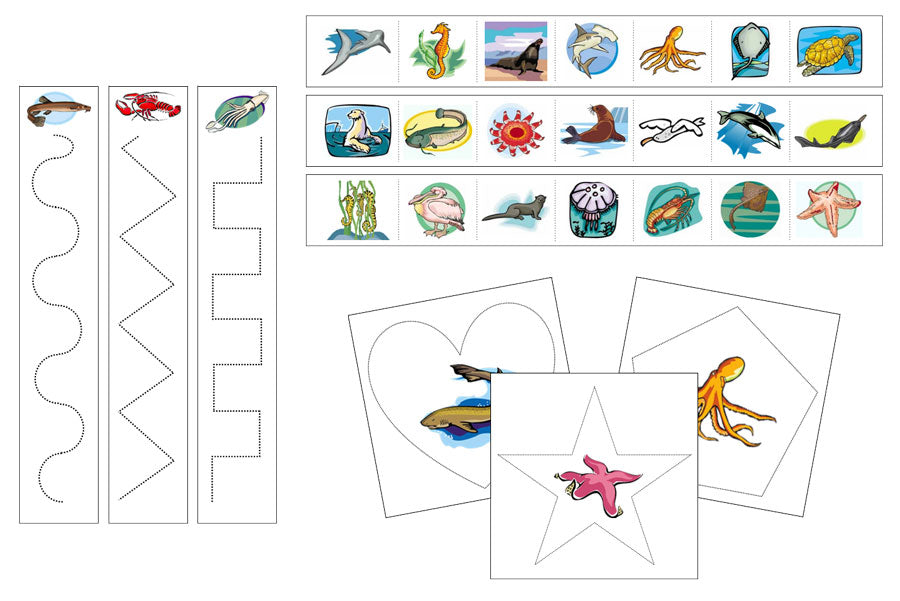 By The Sea Cutting Work - Preschool Activity - Montessori Print Shop Digital Download