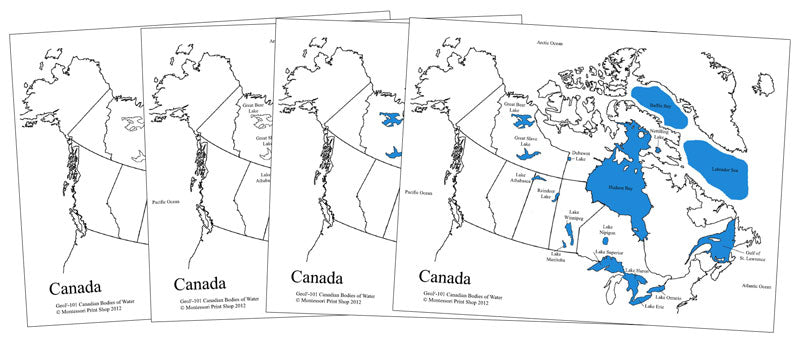 Canadian Bodies of Water Map - Montessori Print Shop Digital Download geography materials