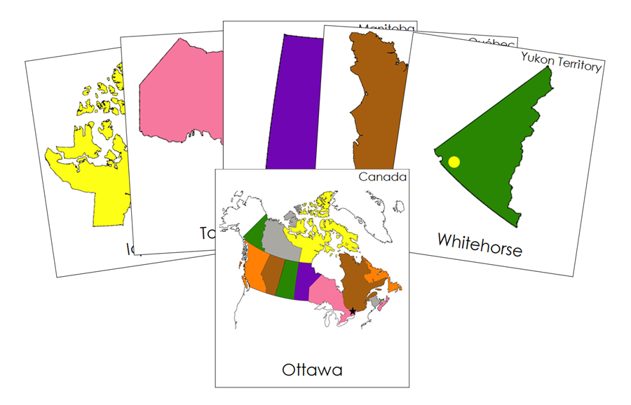 Capital Cities of Canada 3-Part Cards (color-coded) - Montessori Print Shop Digital Download