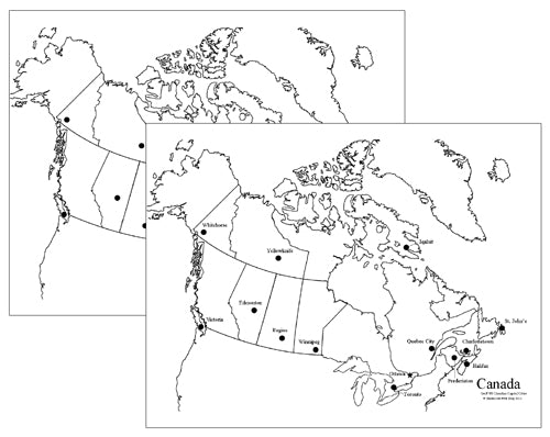 Canadian Capital Cities Map - Montessori Print Shop geography materials