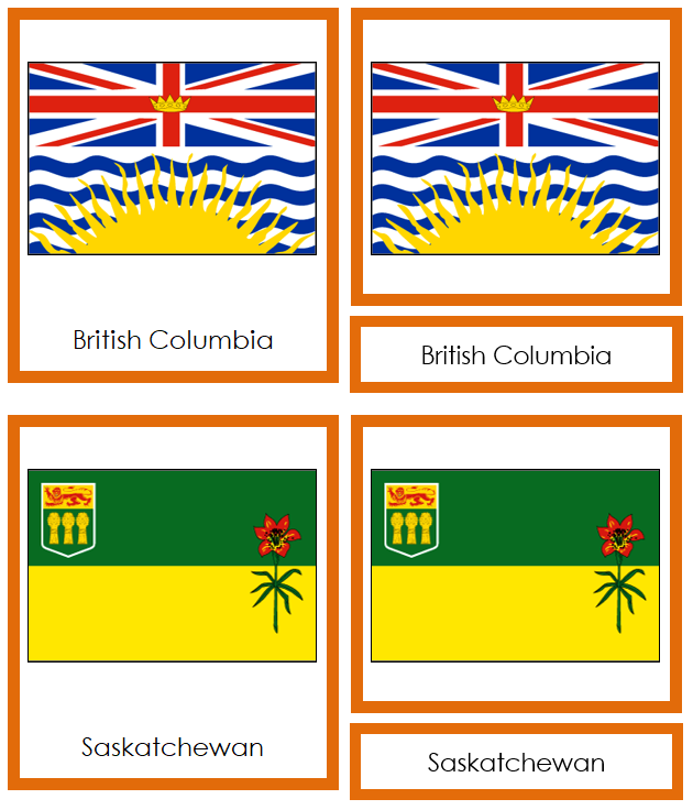 Flags of Canada 3-Part Continent Cards - Montessori Print Shop Digital Download