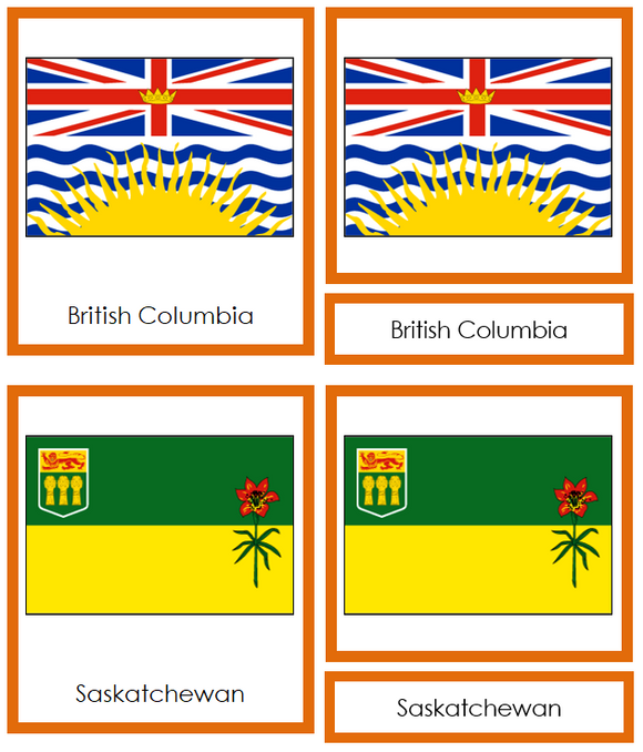 Canadian Flags - Montessori continent cards