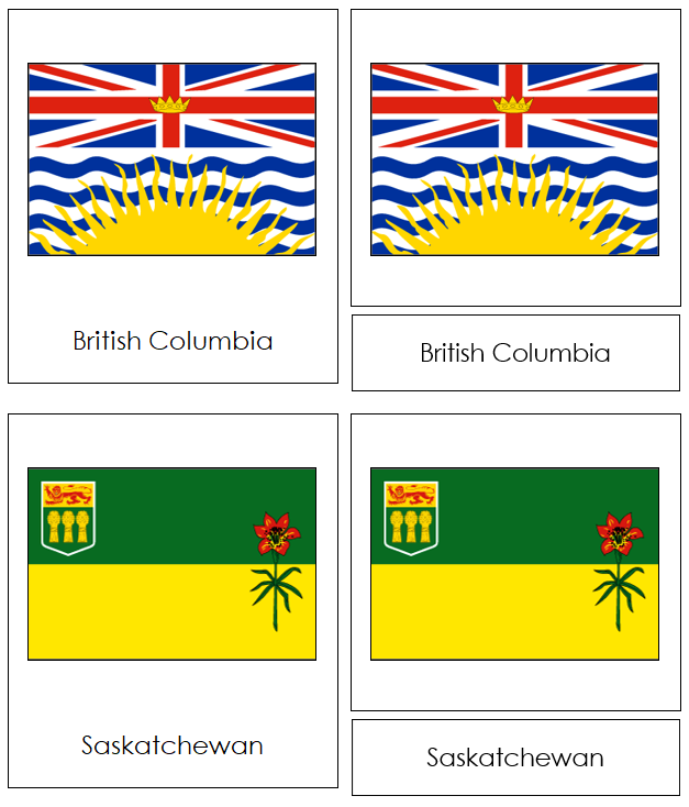 Canadian Flags - Montessori Geography Cards
