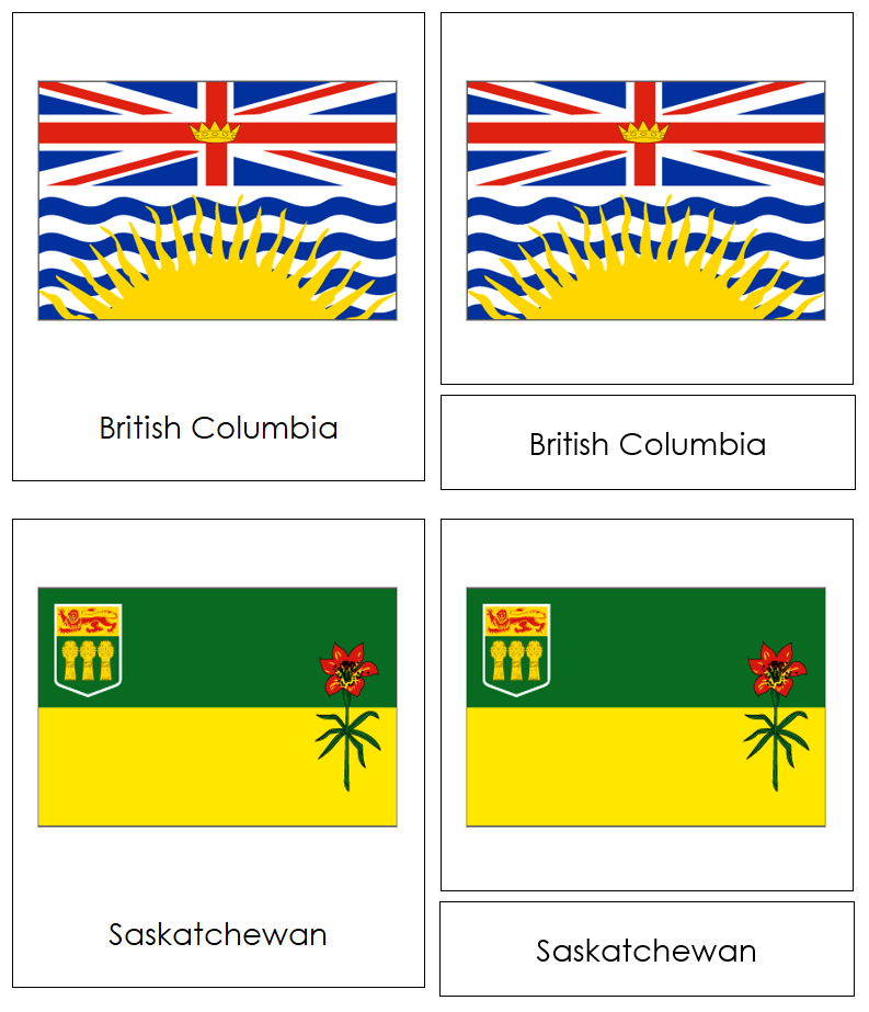 Flags of Canada 3-Part Continent Cards - Montessori Print Shop Digital Download