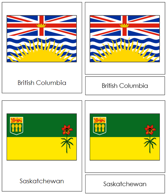 Canadian Flags - Montessori continent cards