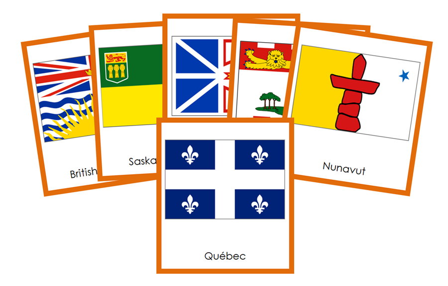 Flags of Canada 3-Part Continent Cards - Montessori Print Shop Digital Download