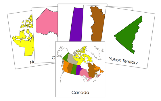 Provinces & Territories of Canada 3-Part Cards (color-coded) - Montessori Print Shop Digital Download