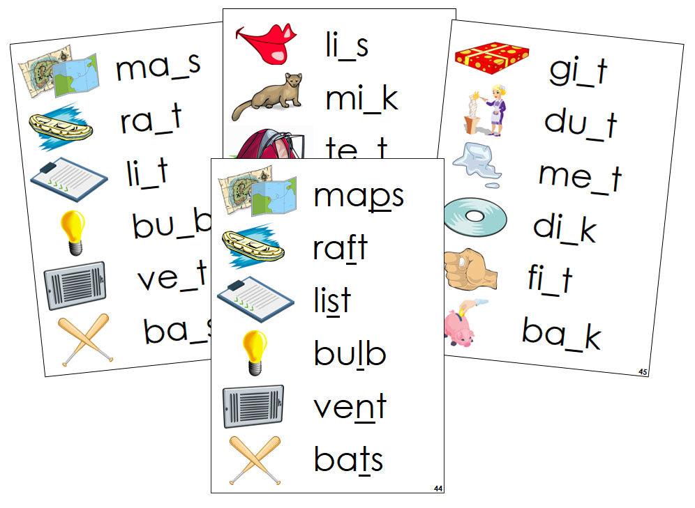 Montessori Step 2 Language Series Bundle - Phonetic CVCC Missing Consonant Cards - Montessori Print Shop phonics program