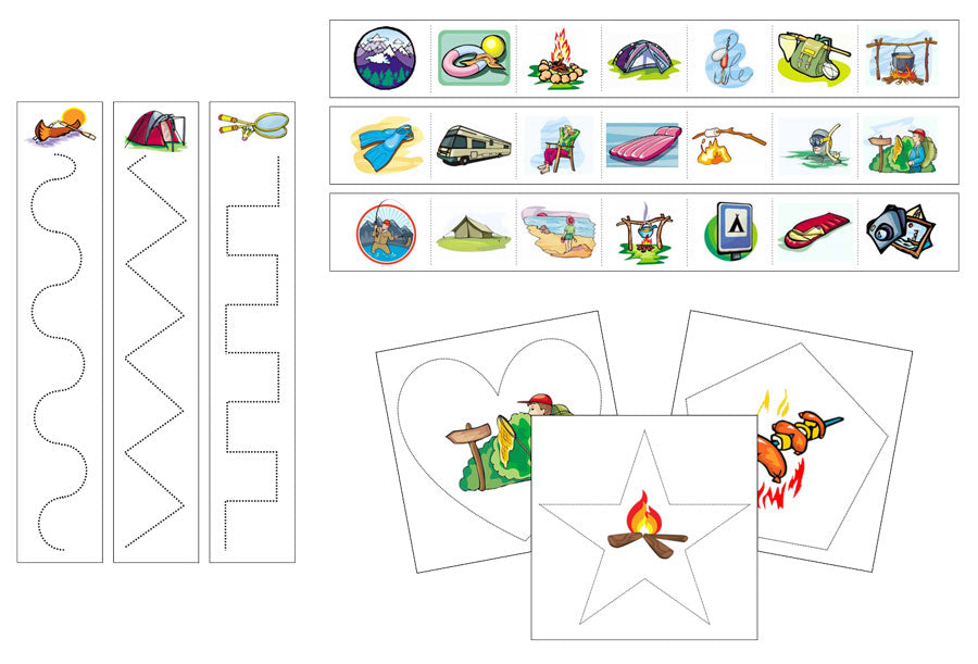 Camping Cutting Work - Preschool Activity - Montessori Print Shop Digital Download