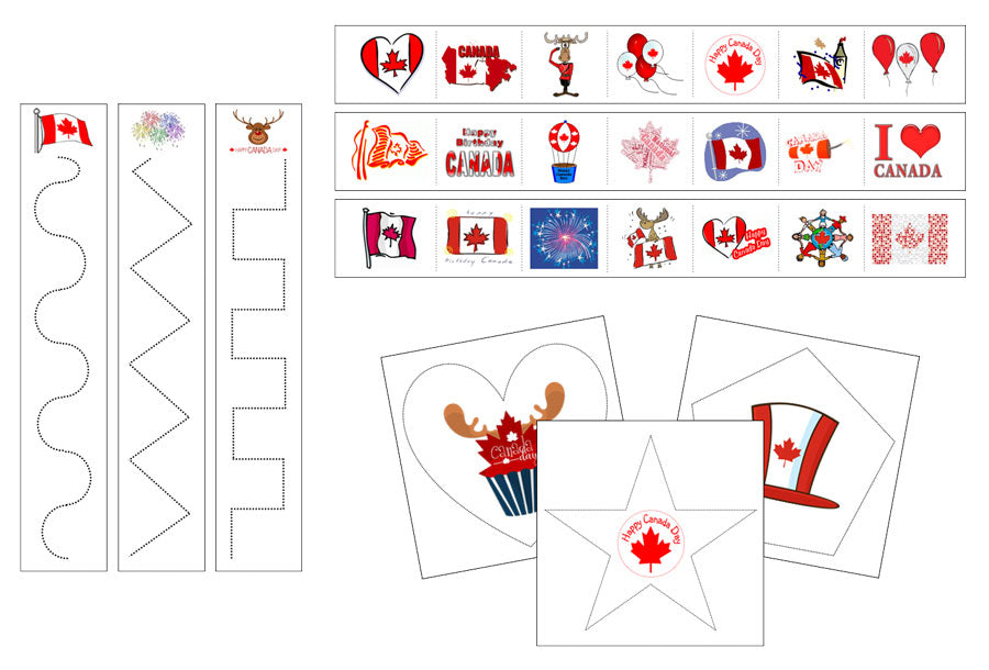 Canada Day Cutting Work - Preschool Activity - Montessori Print Shop Digital Download