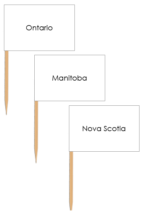 Canada Map Labels: Pin Flags - Montessori Print Shop geography materials