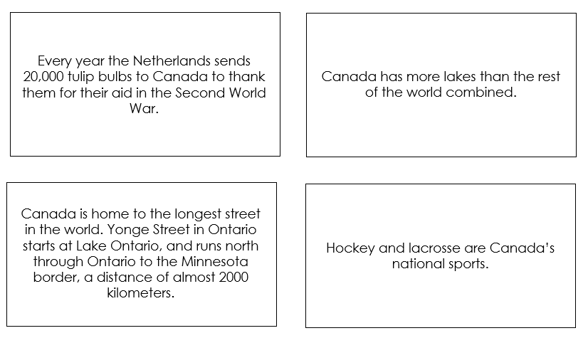 Printable Canada Fun Fact Cards - Montessori Print Shop
