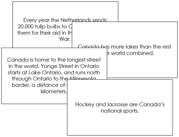 Canada Fun Facts - Montessori geography cards