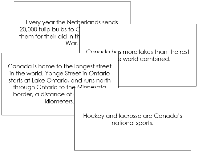 Canada Fun Facts - Montessori geography cards