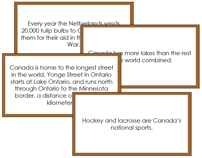 Canada Fun Facts - Montessori geography cards