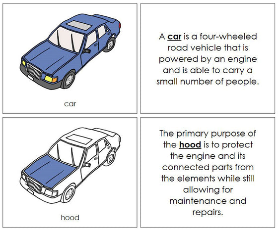 Parts of a Car Nomenclature Book - Montessori Print Shop