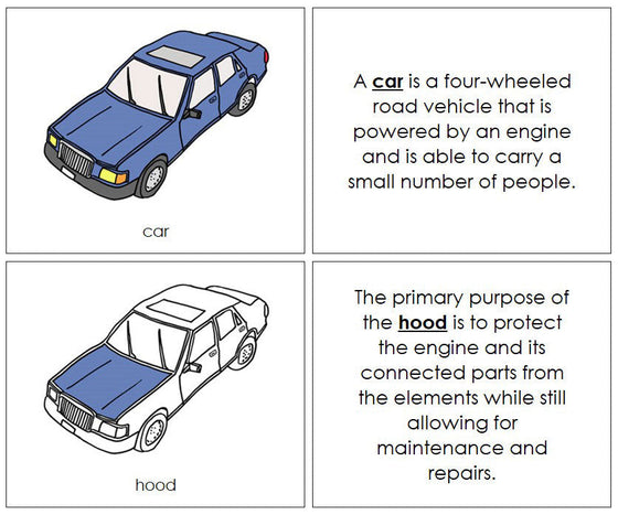 Parts of a Car Nomenclature Book  - Montessori Print Shop