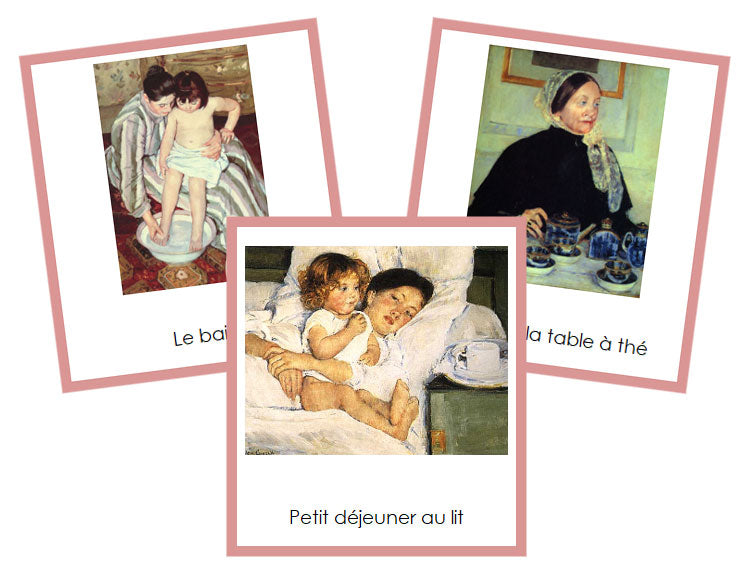 French - Mary Cassatt Art Cards (color-coded) - Montessori Print Shop Digital Download